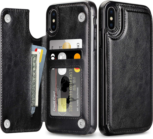 Coolden for iPhone XS Max Case Shockproof Case for iPhone XS Max Wallet Case Cover with Card Holder Slot Flip Folio Soft PU Leather Magnetic Closure Protective Case Cover for iPhone XS Max (Black)