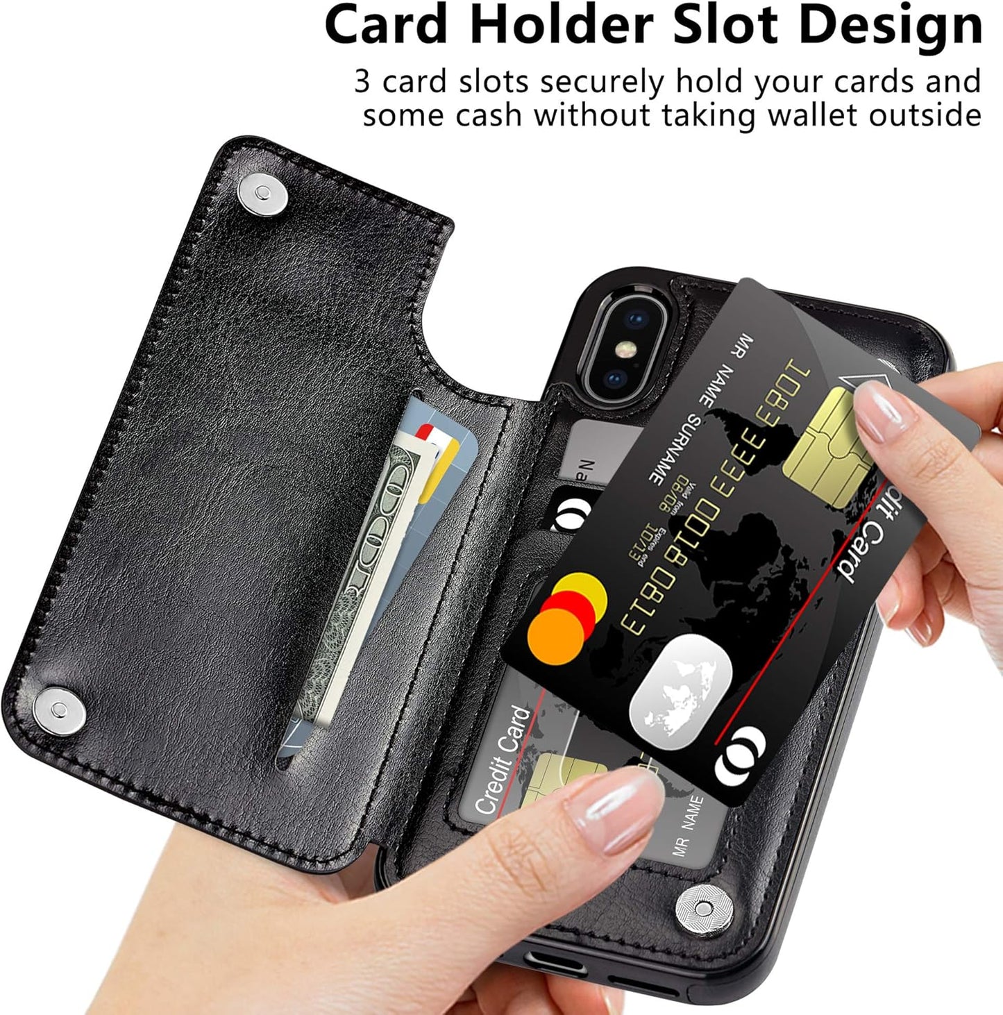 Coolden for iPhone XS Max Case Shockproof Case for iPhone XS Max Wallet Case Cover with Card Holder Slot Flip Folio Soft PU Leather Magnetic Closure Protective Case Cover for iPhone XS Max (Black)