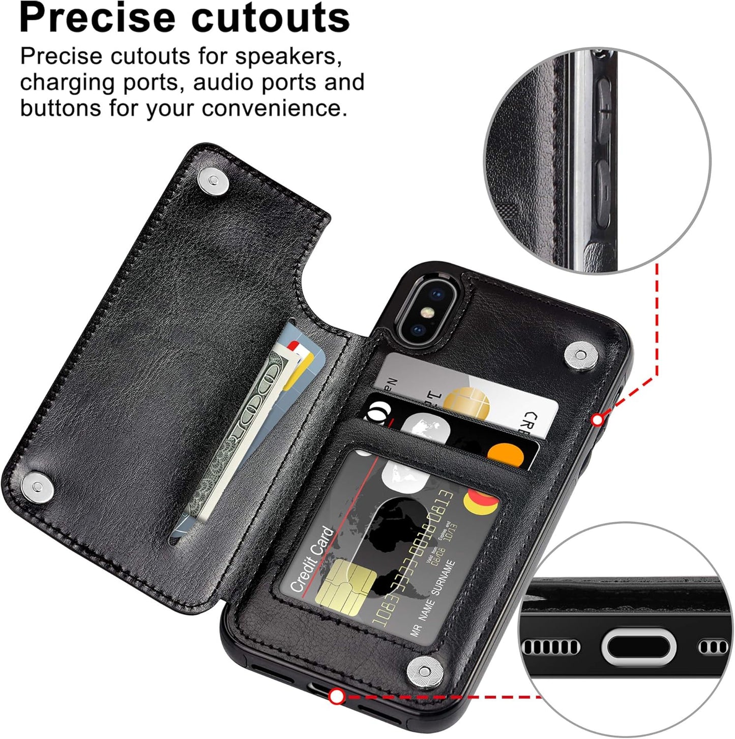 Coolden for iPhone XS Max Case Shockproof Case for iPhone XS Max Wallet Case Cover with Card Holder Slot Flip Folio Soft PU Leather Magnetic Closure Protective Case Cover for iPhone XS Max (Black)