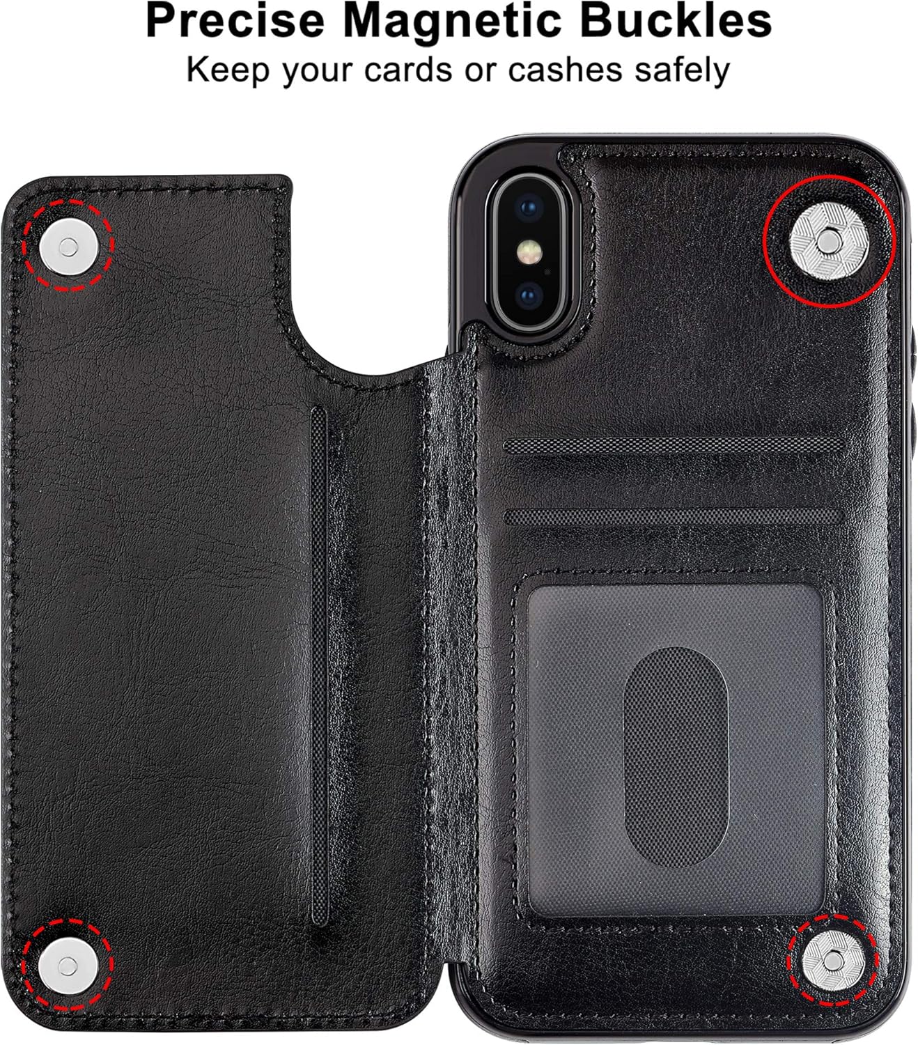 Coolden for iPhone XS Max Case Shockproof Case for iPhone XS Max Wallet Case Cover with Card Holder Slot Flip Folio Soft PU Leather Magnetic Closure Protective Case Cover for iPhone XS Max (Black)