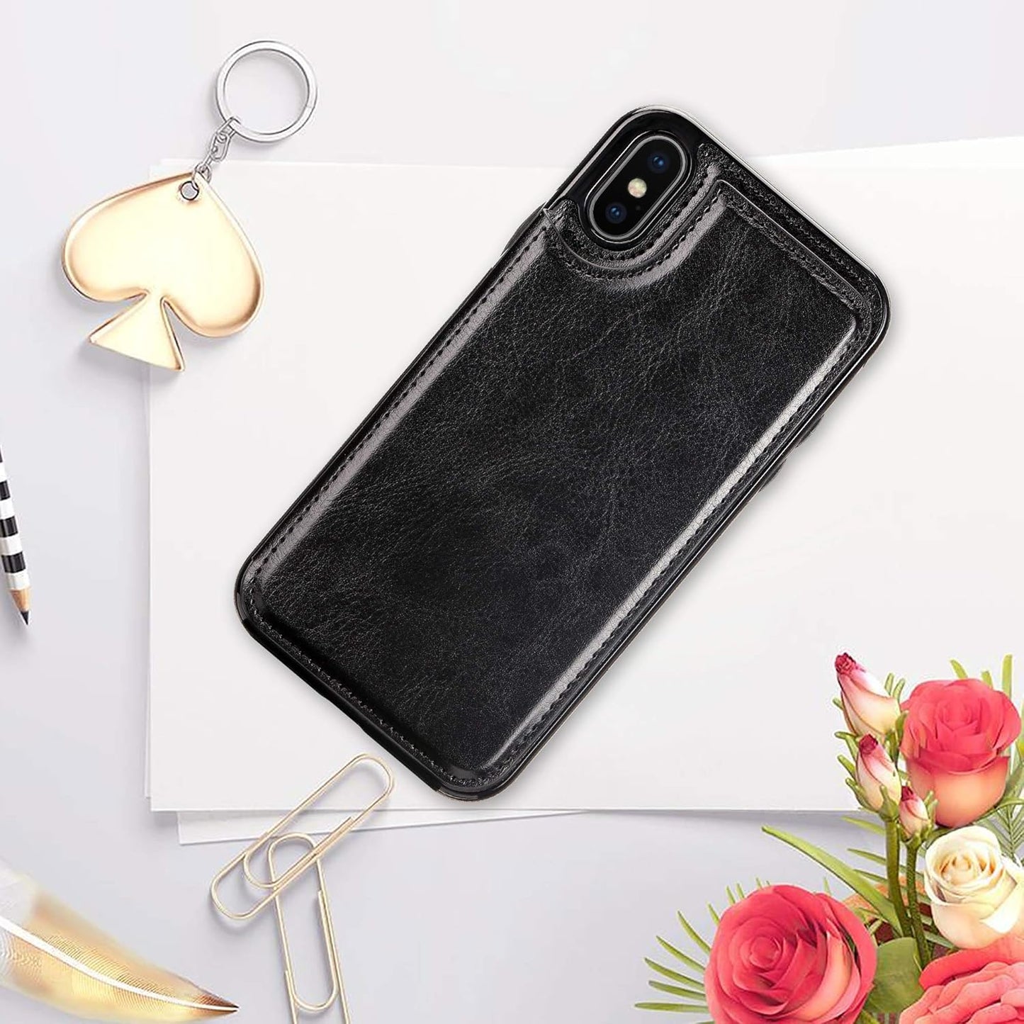 Coolden for iPhone XS Max Case Shockproof Case for iPhone XS Max Wallet Case Cover with Card Holder Slot Flip Folio Soft PU Leather Magnetic Closure Protective Case Cover for iPhone XS Max (Black)
