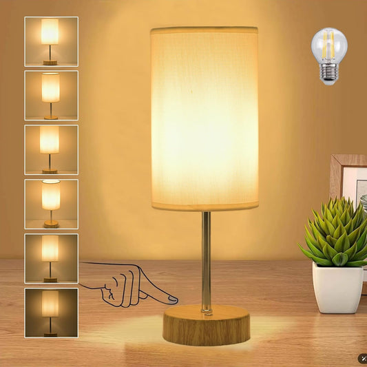 Cordless Table Lamp 5000mAh Rechargeable | Battery Operated Lamps with Brightness Memory, Stepless Dimmable, Portable Touch Control Bedside Lamp for Home/Bedroom/Indoor-Outdoor (Wood) [Energy Class A]