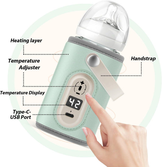 Cozytots Baby Bottle Warmer Bag USB Powered Heater Insulated Heating Bag Travel Cup Portable in Car Heaters Drink Warm Milk Thermostat Bag for Newborn