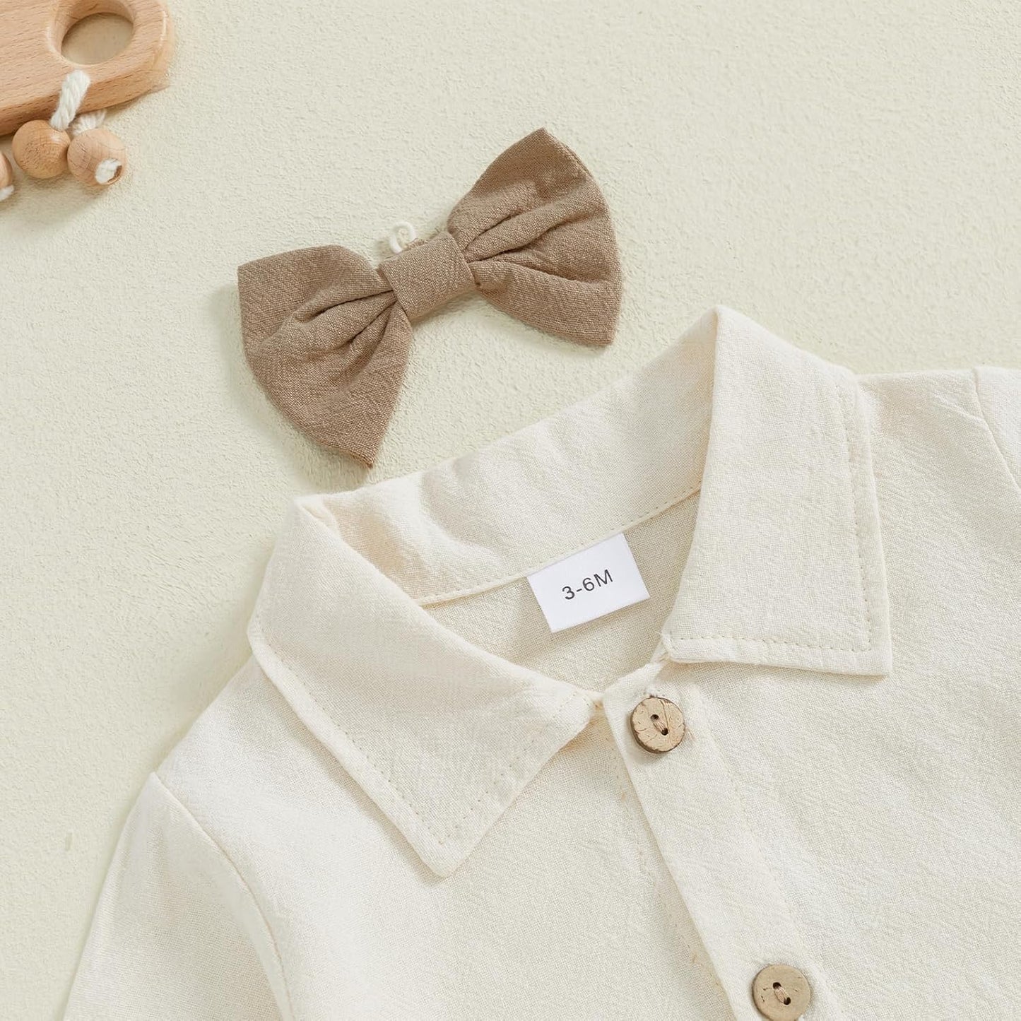 Baby Boy Gentleman Outfit Long Sleeve Lapel Neck Romper with Suspender Pants and Bow Tie Coming Home Pant Set