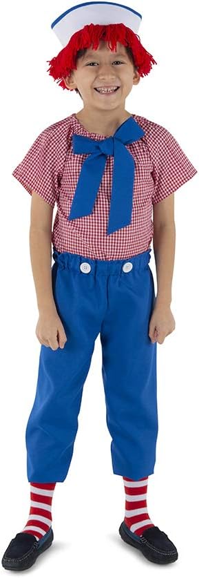 age 8-10 yrs old Dress Up America Rag Boy Costume for Kids - Dress Up Set with Attached Apron, Hat