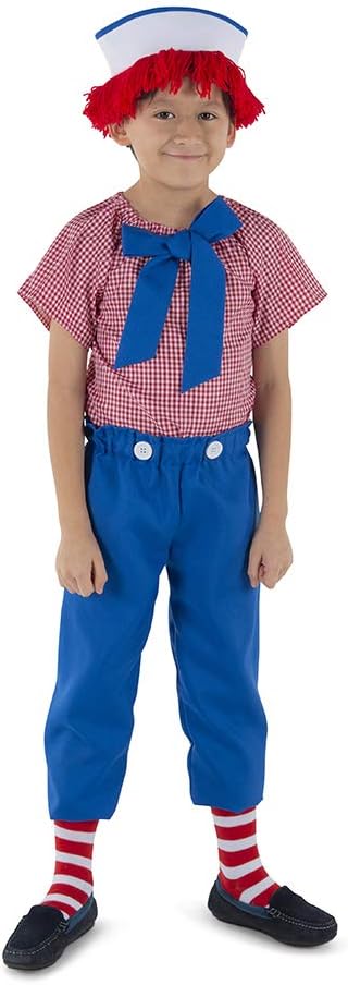 age 8-10 yrs old Dress Up America Rag Boy Costume for Kids - Dress Up Set with Attached Apron, Hat