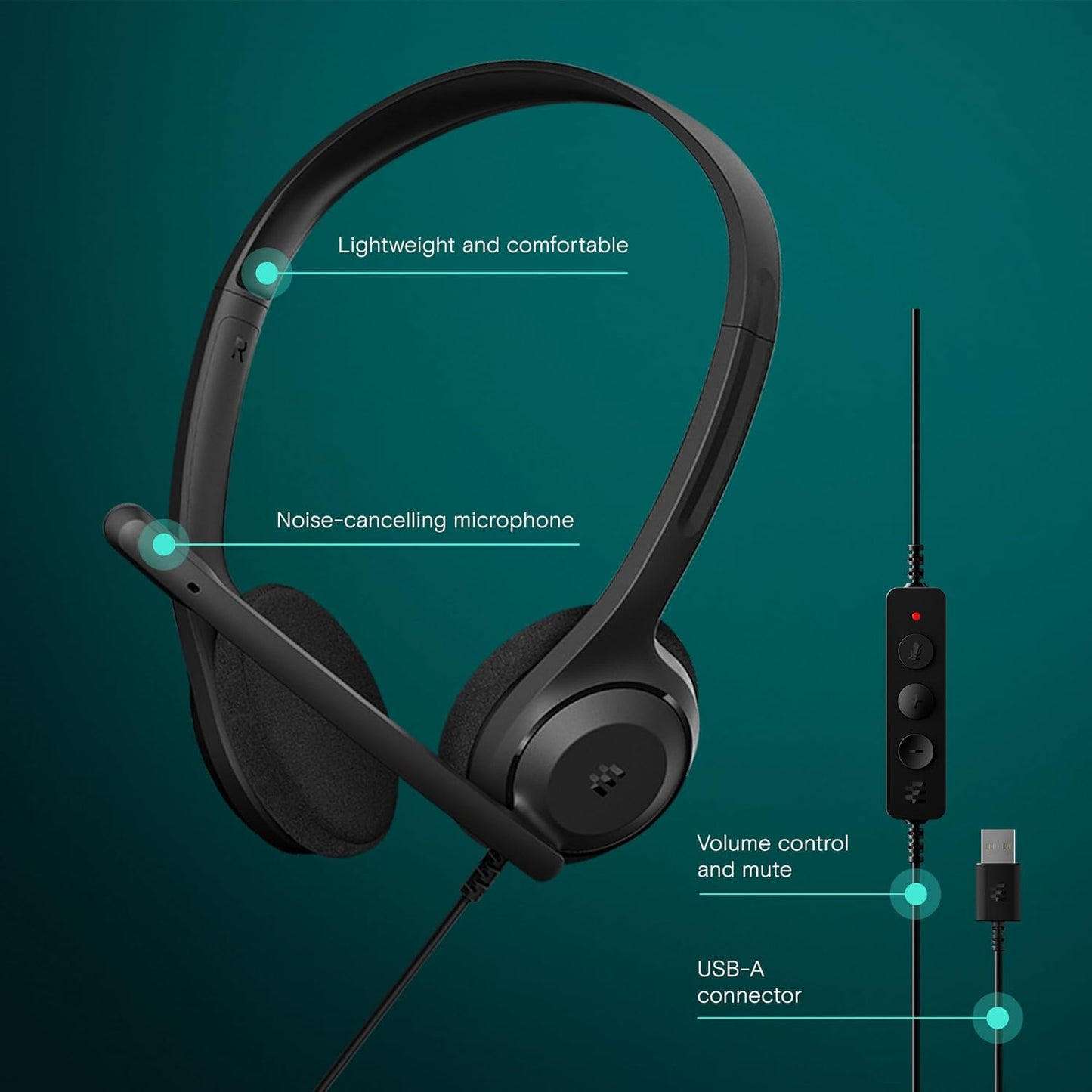 EPOS C1 USB A Wired Business Headset - Noise-Canceling Mic, Enhanced Audio Clarity, On-Ear Comfort, Chrome Certified, Plug-and-Play, Ideal for PC, Laptop, Office & Remote Work, Wired Headphones