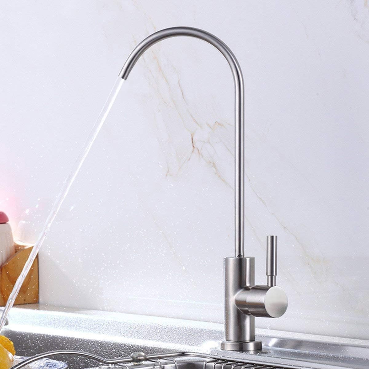100% Lead-Free Kitchen Drinking Water Tap, Fits Most Reverse Osmosis and Water Filtration System for Kitchen Bar Sink in Non-Air Gap, SUS304 Stainless Steel Brushed Nickel Finish