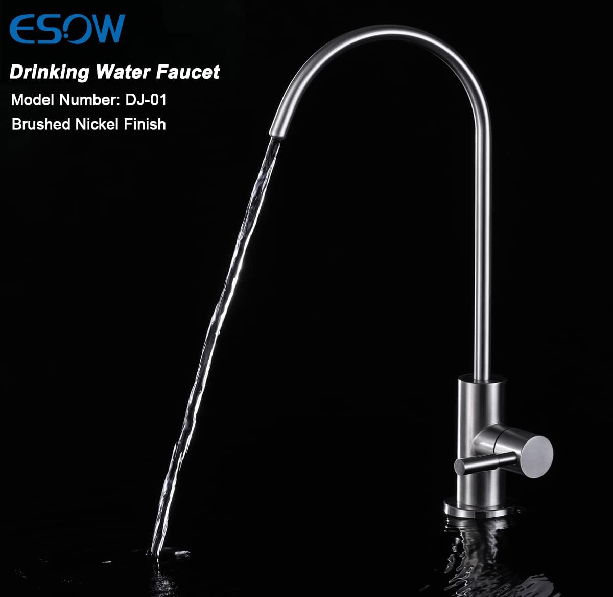 100% Lead-Free Kitchen Drinking Water Tap, Fits Most Reverse Osmosis and Water Filtration System for Kitchen Bar Sink in Non-Air Gap, SUS304 Stainless Steel Brushed Nickel Finish