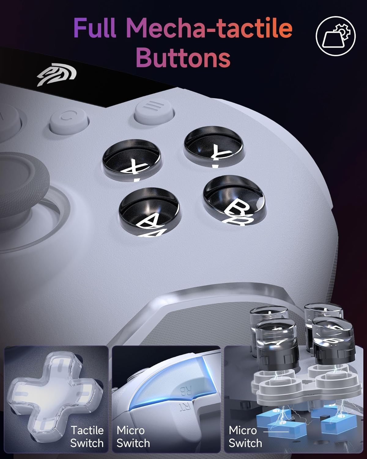 EasySMX X20 Elite Wireless PC Controller with 2-in-1 Switchable Hall Trigger - Removable Hall Joystick - RGB Light - 1000mAh Battery for PC/Switch/Mobile