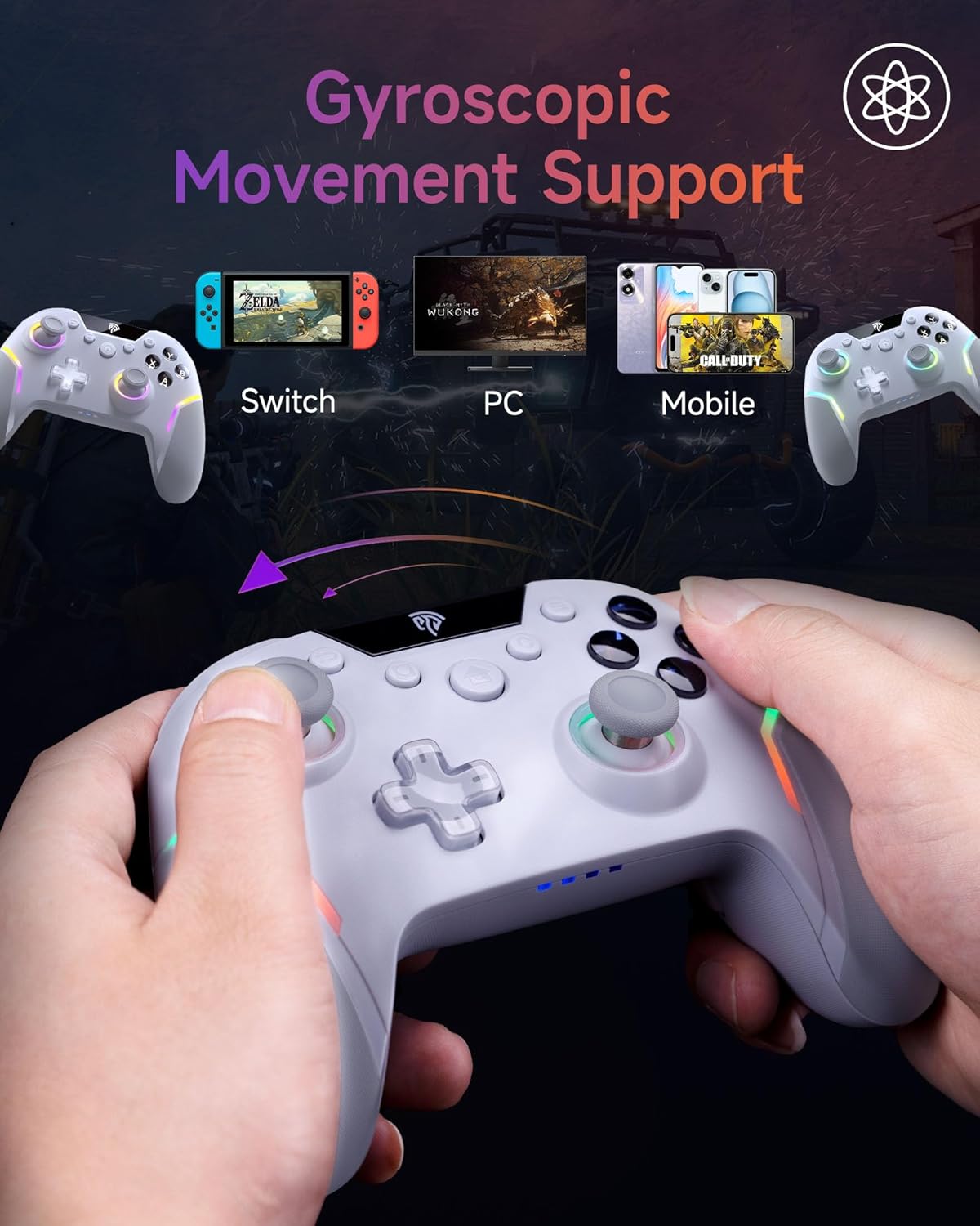 EasySMX X20 Elite Wireless PC Controller with 2-in-1 Switchable Hall Trigger - Removable Hall Joystick - RGB Light - 1000mAh Battery for PC/Switch/Mobile