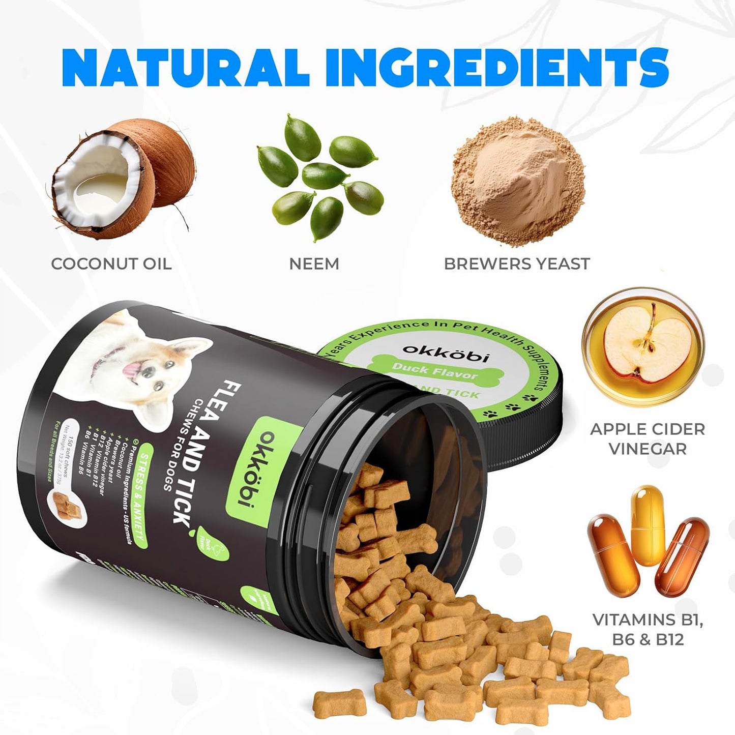 Flea and Tick Treatment for Dogs Chewable - 150 Chews - Dog flea & Tick Control - Flea and Tick Chewables for Dogs - Vet approved US Oral Flea Treatment for Dogs - Duck