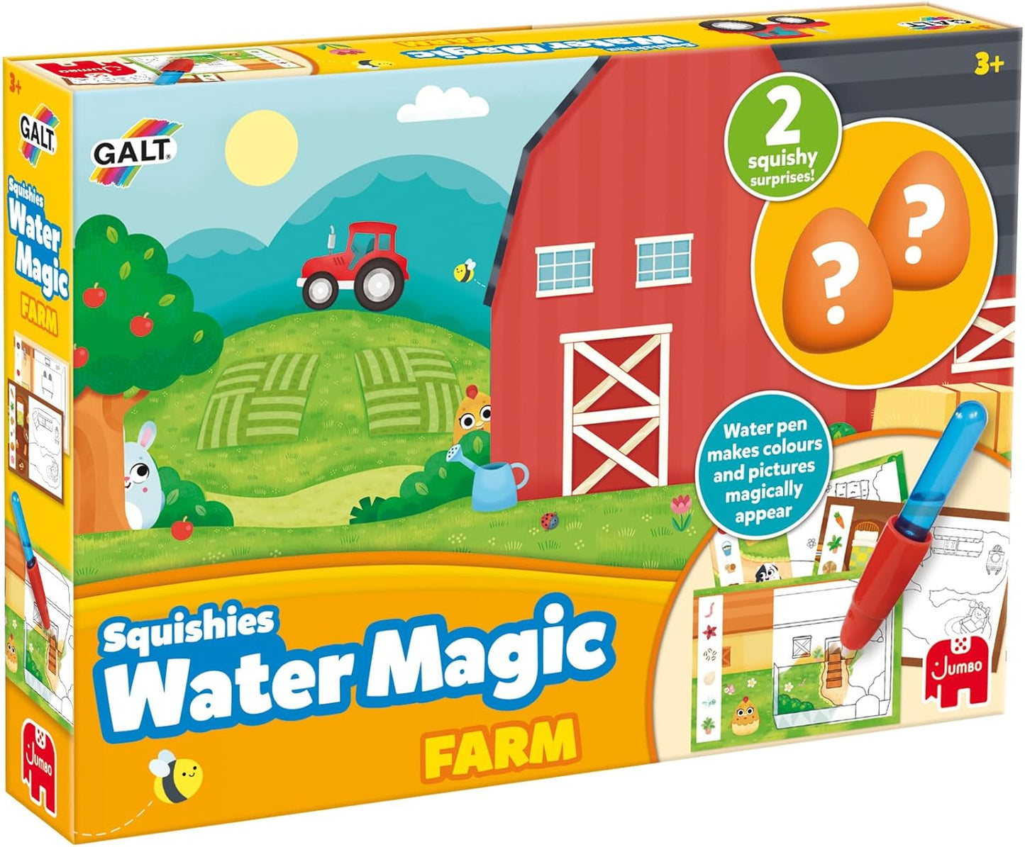 Galt Water Magic Squishies Farm Reusable Colouring Books for Children, Reusable Pictures for Kids to Colour, Magicall