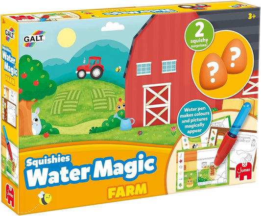 Galt Water Magic Squishies Farm Reusable Colouring Books for Children, Reusable Pictures for Kids to Colour, Magicall