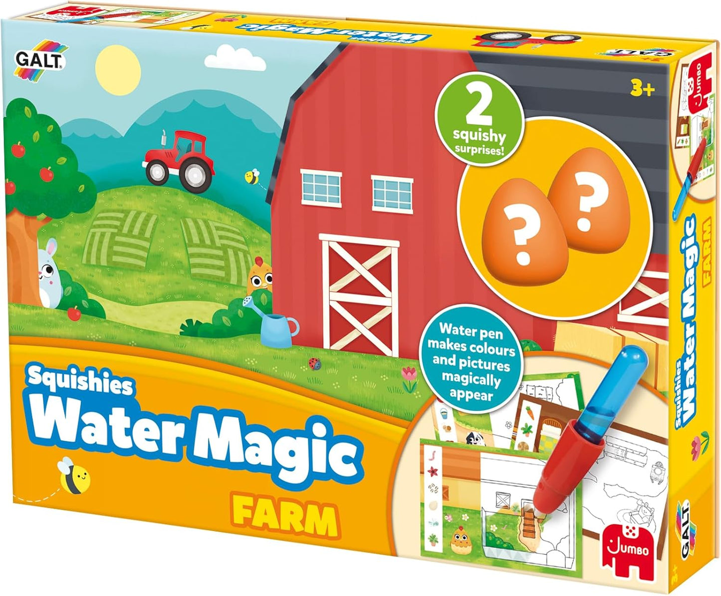 Galt Water Magic Squishies Farm Reusable Colouring Books for Children, Reusable Pictures for Kids to Colour, Magicall
