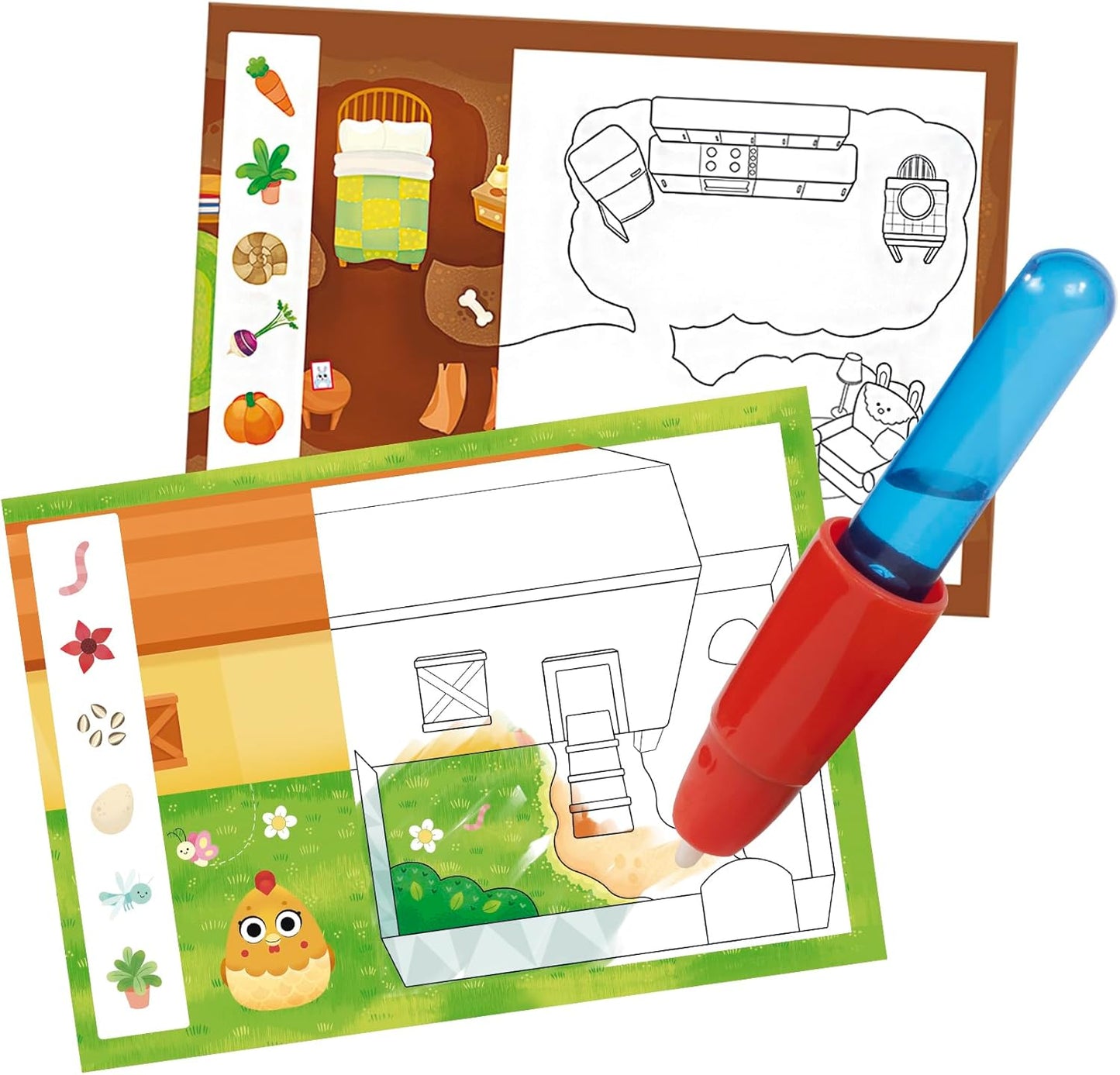 Galt Water Magic Squishies Farm Reusable Colouring Books for Children, Reusable Pictures for Kids to Colour, Magicall