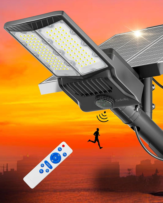 SL-10100W Solar Street Lights Outdoor,Commercial Parking Lot Light Dusk to Dawn IP67 Waterproof 6500K Security Flood Lights Lamp for Yard, Road, Basketball Courts