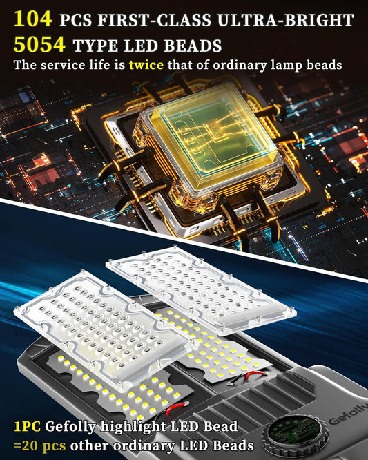 SL-10100W Solar Street Lights Outdoor,Commercial Parking Lot Light Dusk to Dawn IP67 Waterproof 6500K Security Flood Lights Lamp for Yard, Road, Basketball Courts