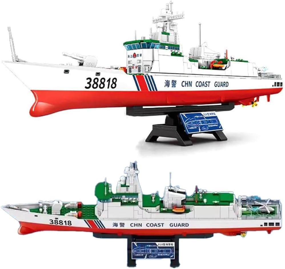 Type 818 Coast Guard Ship Building Block Set, 691 Pcs Navy Guided Missile Destroyer, Warship Building Set