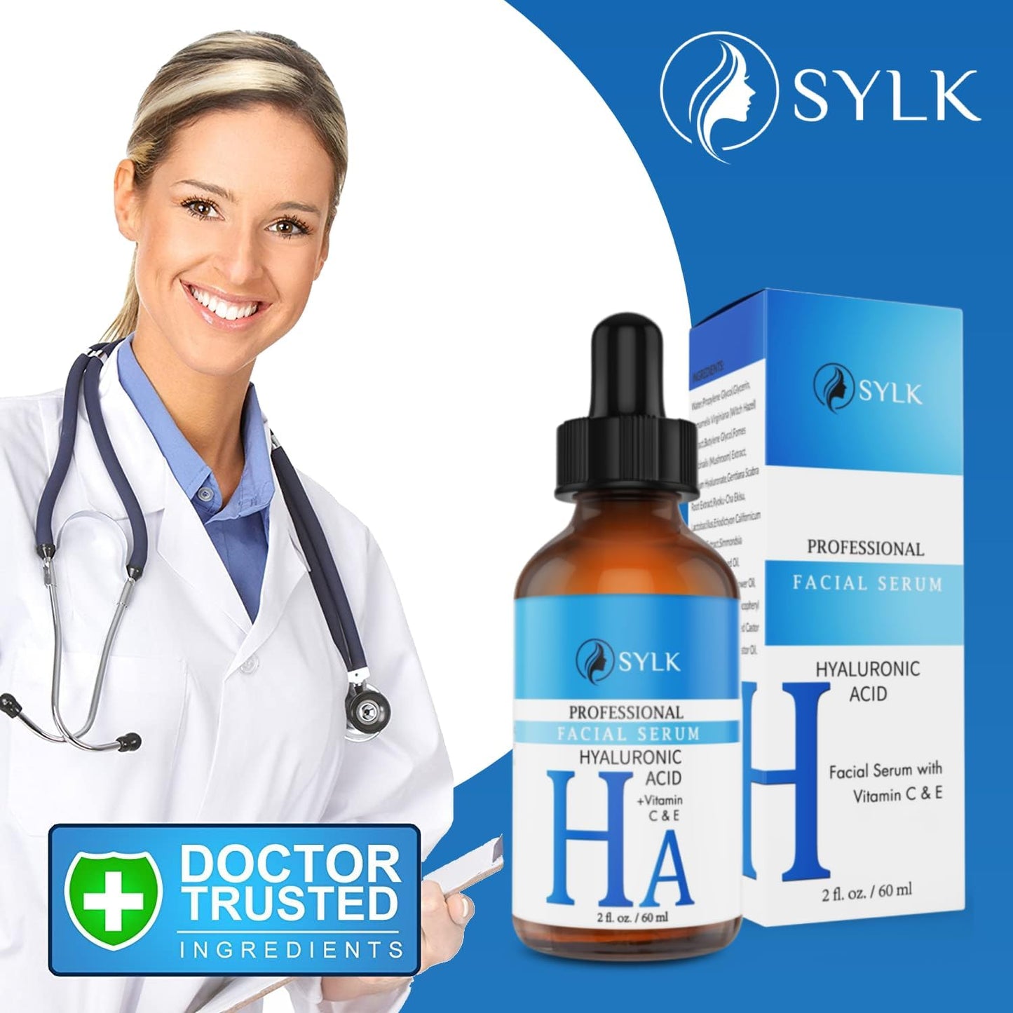 Hyaluronic Acid Serum for Face with Vitamin C & E | Microneedling Serum for Derma Roller | Anti Aging Hydrating Serum | Anti Wrinkle and Solution for Acne Scars | 60 ml