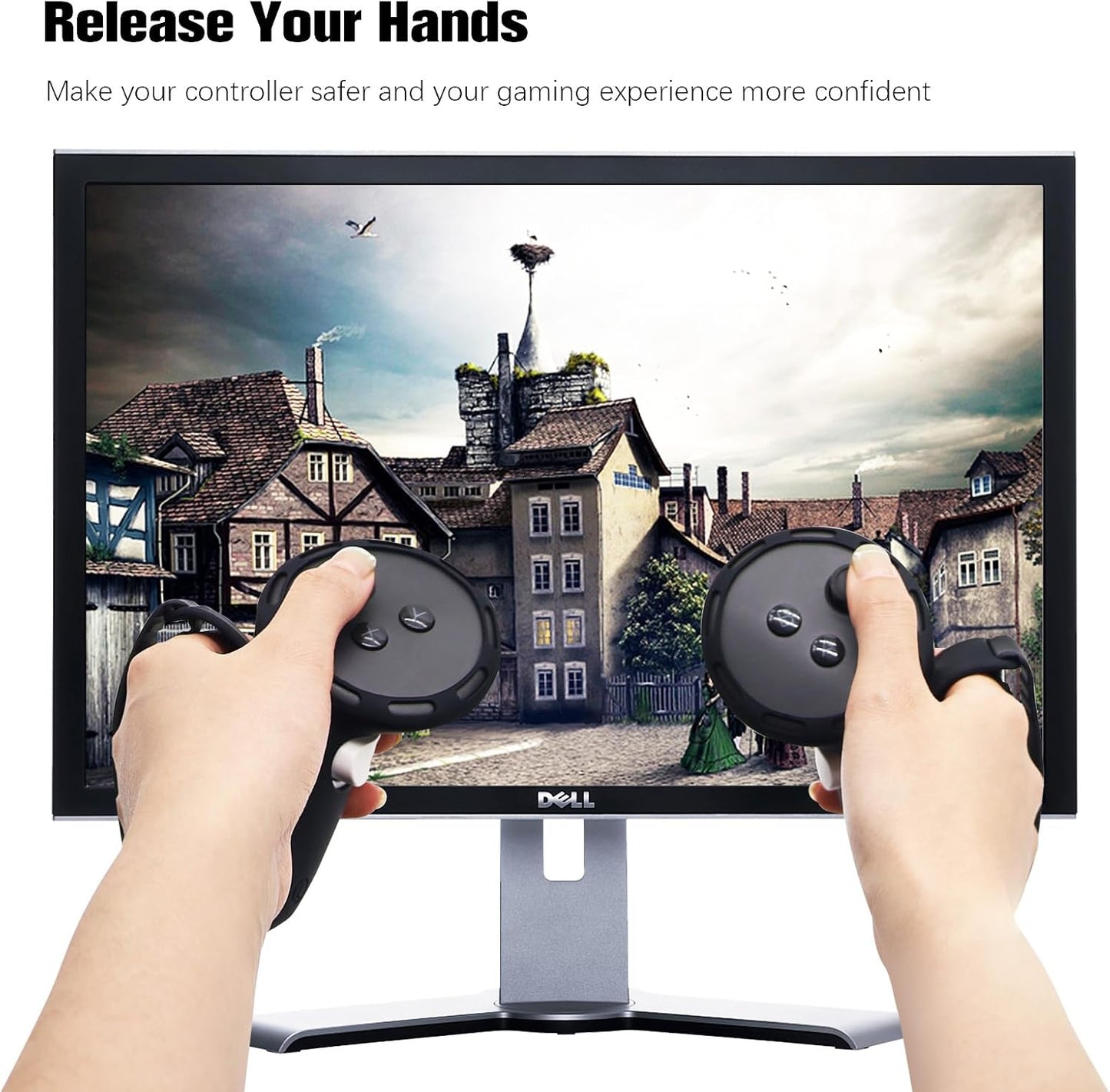 Controller Grips, Touch Plus Controllers Grip Cover for Meta Quest 3, Hand Grip Protector with Knuckle Straps, Controllers Straps Silicone Covers Protector, Non-Slip Thumbstick Covers