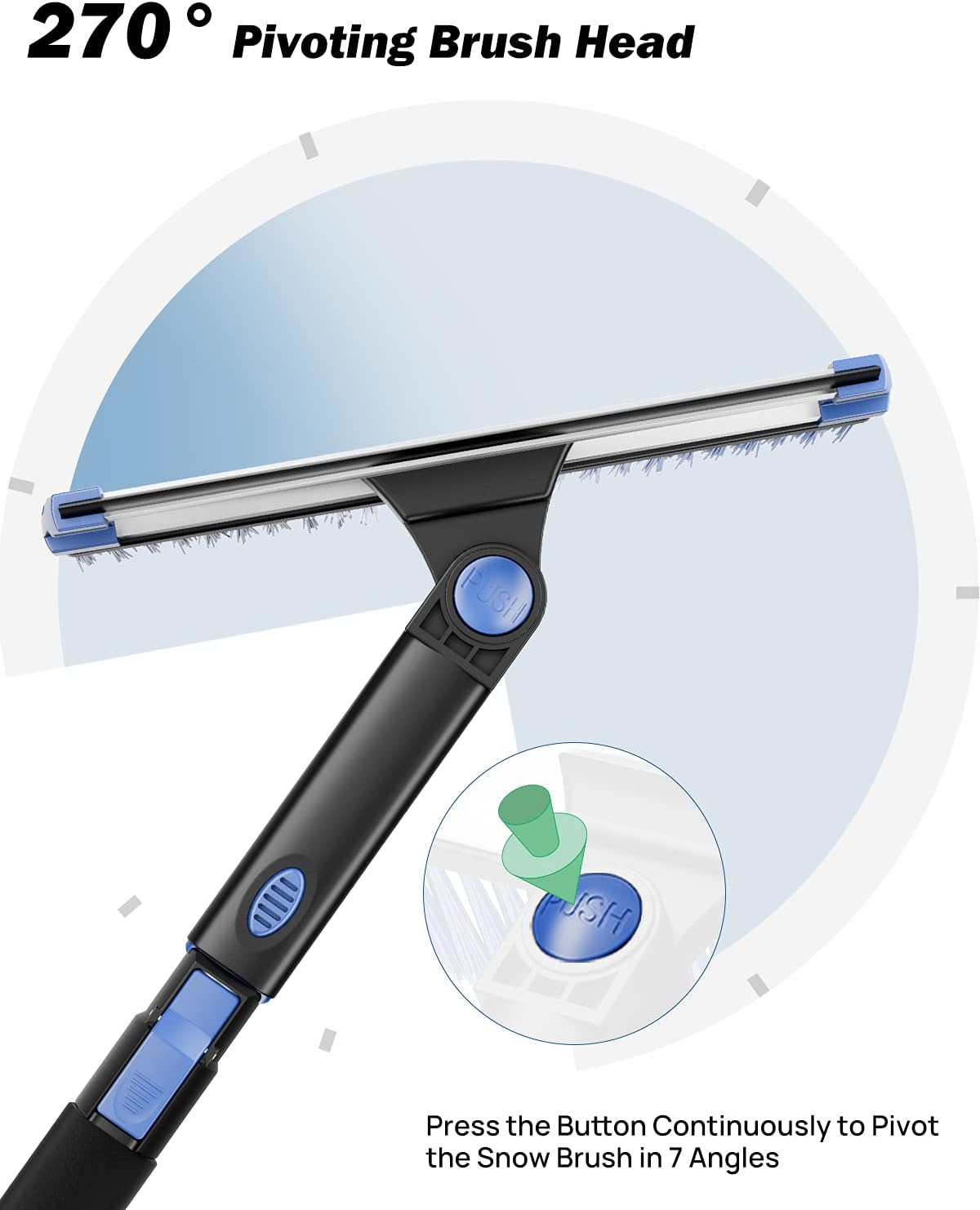 47″ Car Snow Brush Extendable Foam Snow Brush with Squeegee Ice Scraper 270° Auto Car Snow Removal Broom Detachable Car Snow Scraper Brush with Durable Gloves for Car