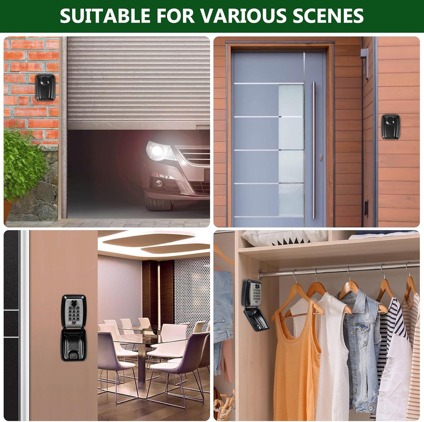 Key Safe, Wall Mounted Key Lock Box with Resettable 12-Digit Combination, Outdoor Key Storage with Weatherproof Cover for Home, Office, School, Garage (grey)