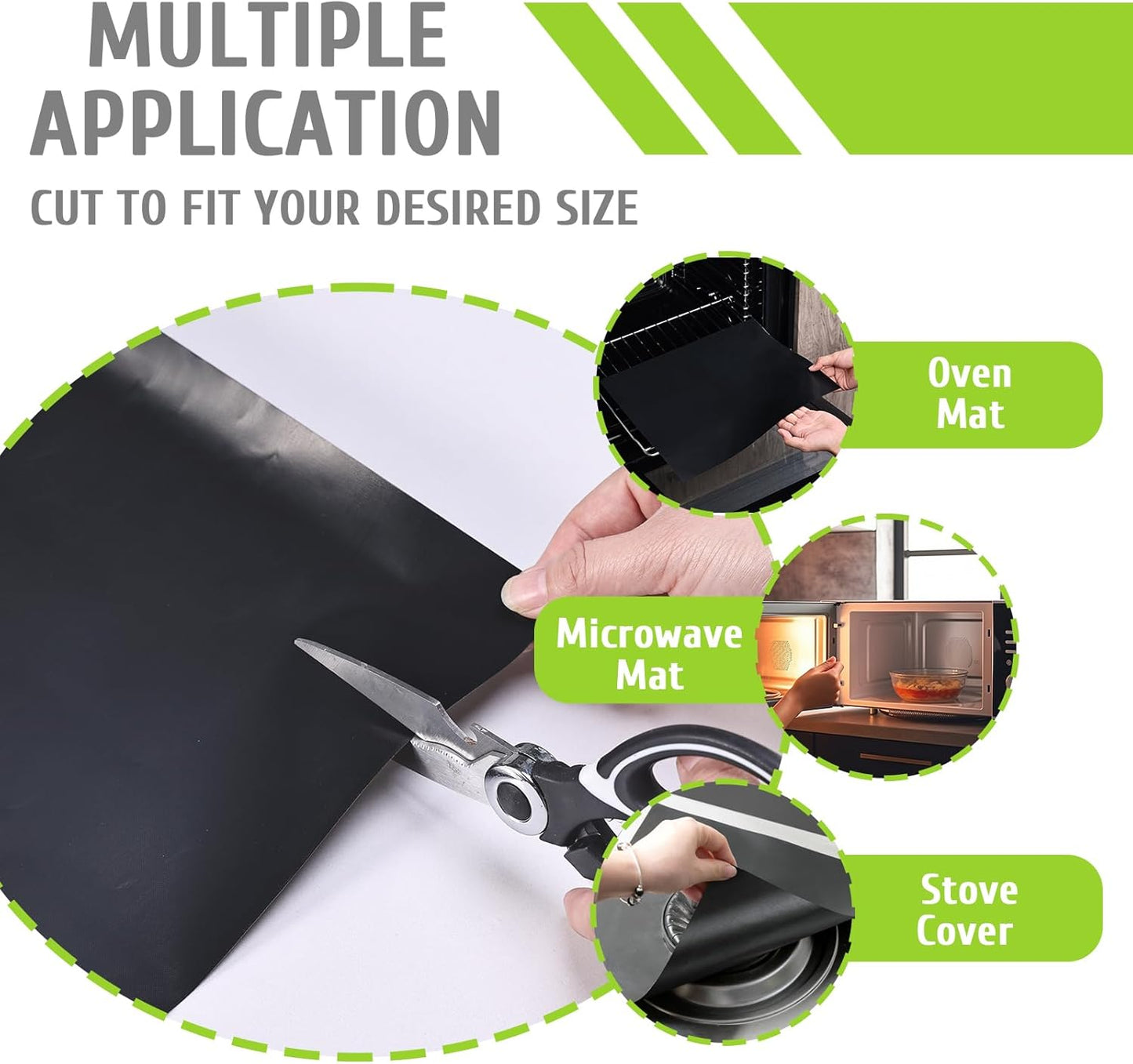 BBQ Grill Mat 32X50cm, Universal Oven Liners for Bottom of Fan Assisted Ovens, Reusable Non Stick Teflon Barbecue Mats for Baking on Gas, Charcoal, Oven & Electric Grills (Black, 3PCS)