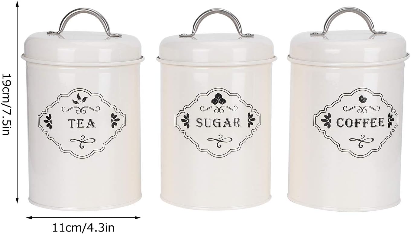 Kitchen Storage Jars Sealed Canisters Set for Tea Coffee Sugar Sealed Storage Container for Home Kitchen Organization Creamy White