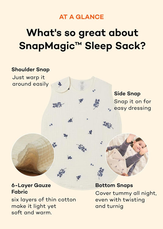 Baby Sleep Sack - Wearable Blanket Sleeping Vest | 6-Layer Cotton Gauze Newborn Essentials Cloths | TOG 1.0 | 3 - 5T | (Navy Sparkle, Medium)
