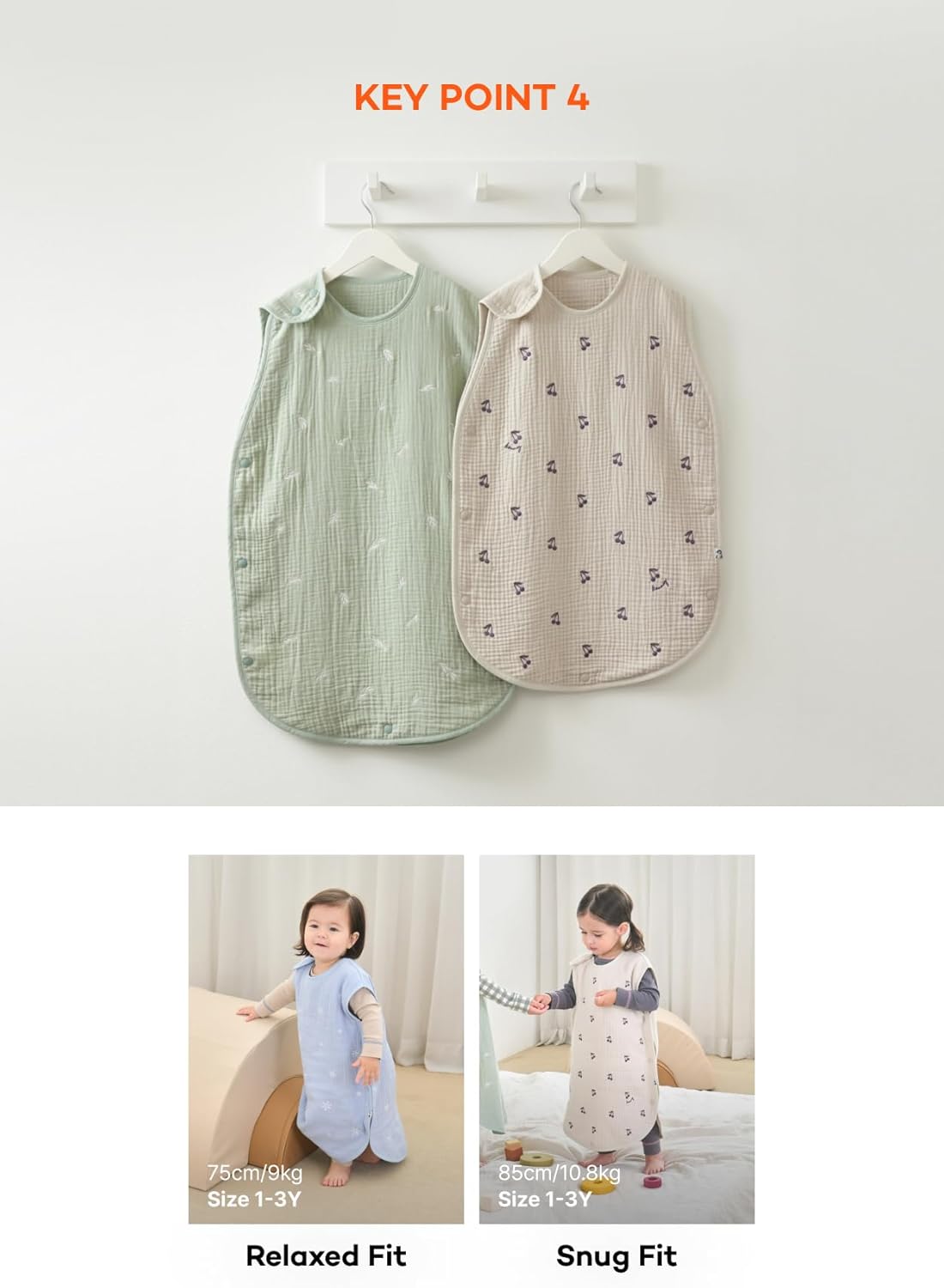 Baby Sleep Sack - Wearable Blanket Sleeping Vest | 6-Layer Cotton Gauze Newborn Essentials Cloths | TOG 1.0 | 3 - 5T | (Navy Sparkle, Medium)