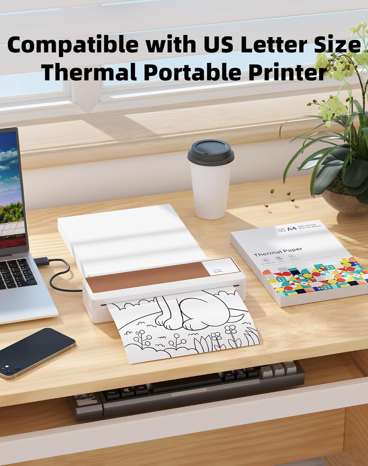 A4 Thermal Paper,8.27" x 11.69"(210x297mm) Printer Paper,Thermal Printer Paper Compatible with P83 Portable Printer and Other A4 Portable Printers