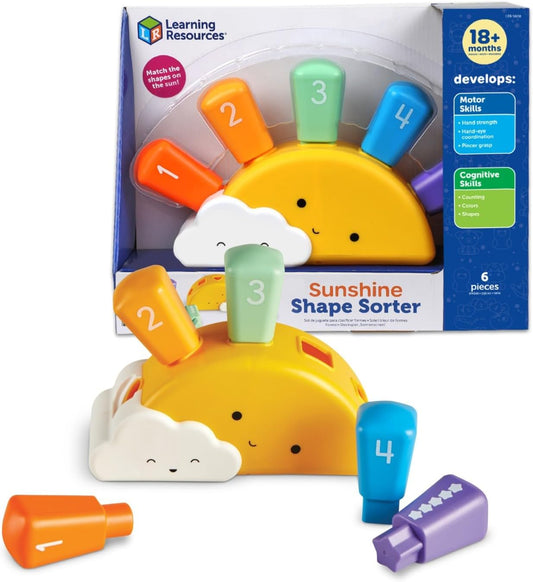 Learning Resources Sunshine Shape Sorter, Ages 18 Months+, Toddler Shape Sorter Toy, Builds Fine Motor & Colour Recognition Skills