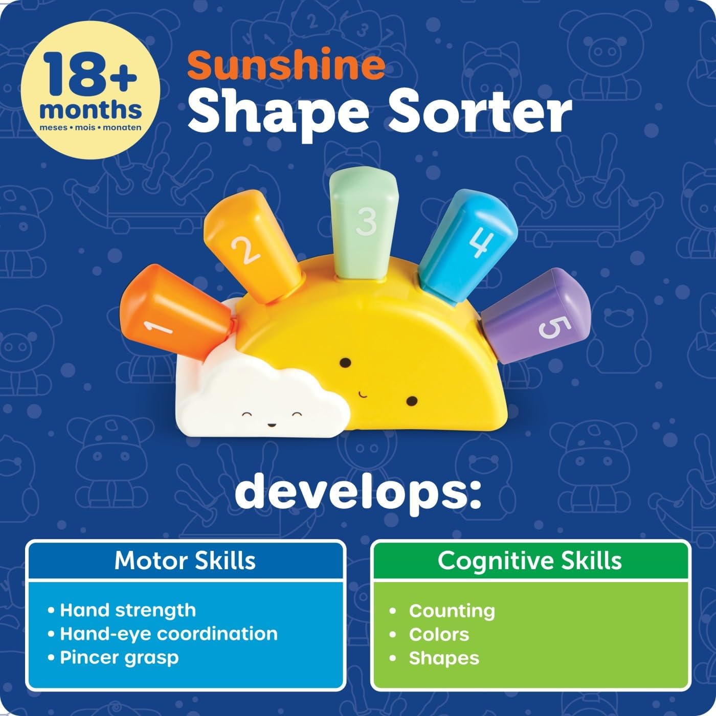 Learning Resources Sunshine Shape Sorter, Ages 18 Months+, Toddler Shape Sorter Toy, Builds Fine Motor & Colour Recognition Skills