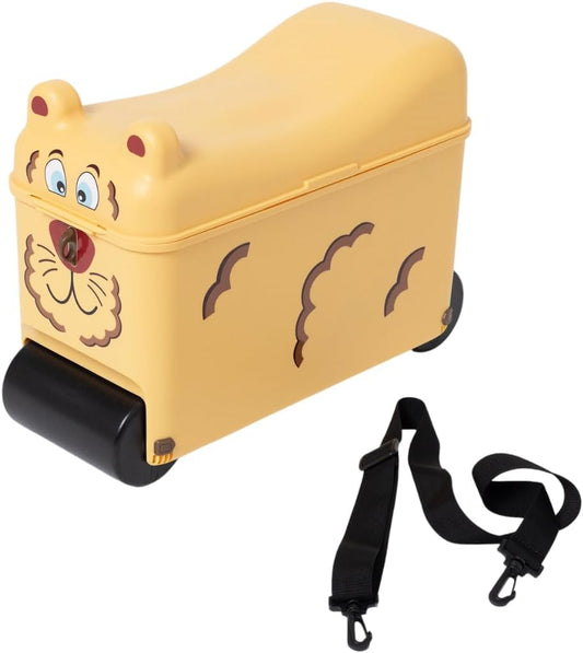 Little Rolla Kids Ride On Suitcase with Removable Activity Tray | Easy Access Top Loading Ride-On Children's Luggage | Carry-On Approved Kids Cabin Bag | Ages 2-7 | Lion