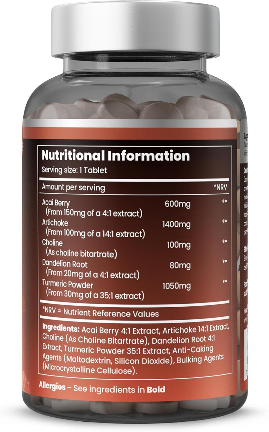 Liver Detox Advanced Formula – 3580mg Complex for Liver Cleanse & Repair, with Acai, Artichoke, Choline, Dandelion Root & Turmeric Powder, (4 Month Supply) – 120 Vegan Tablets