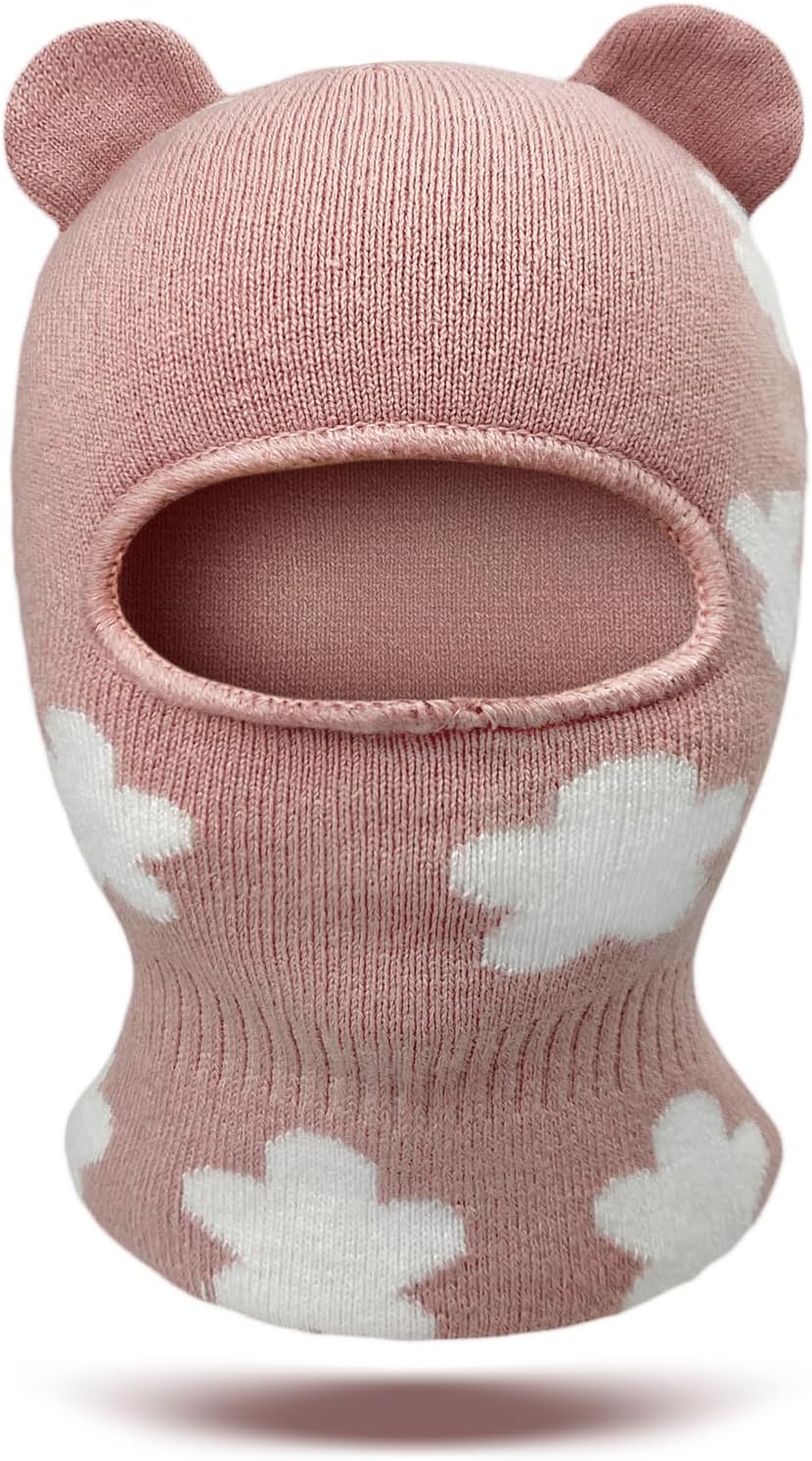 Wear Kids Balaclava, Winter Kids Hat Neck Warmer for Boys and Girls, Dual Layer Knit Ski Mask Balaclava Child Winter Hat