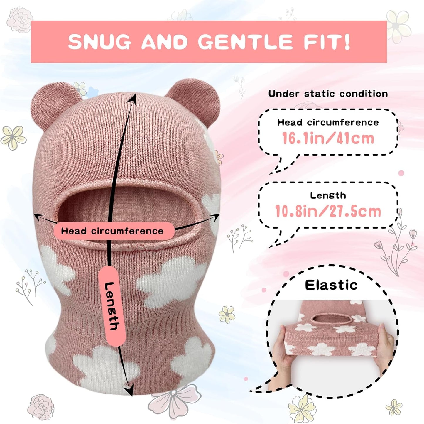 Wear Kids Balaclava, Winter Kids Hat Neck Warmer for Boys and Girls, Dual Layer Knit Ski Mask Balaclava Child Winter Hat