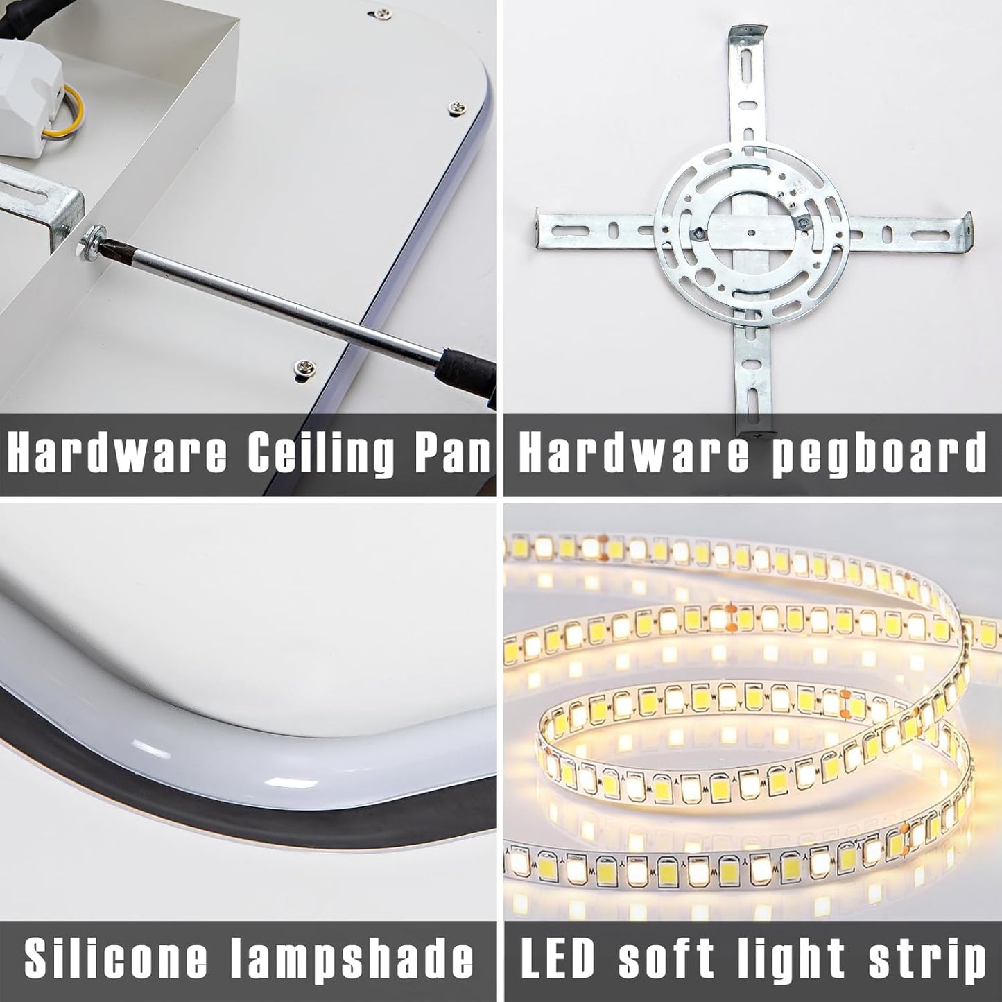 40CM LED Square Ceiling Lighting, 3000K/4500K/6500K Dimmable Ceiling Light Adjustable 3 Color Temperature Black Bathroom Light with Remote for Living Room, Hallway, Stairwells [Energy Class A]