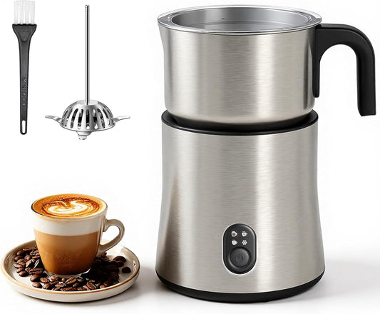 500ml Split Electric Milk Frother, Automatic Milk Steamer and Frother with 4 Various Whisk Accessories, Hot & Cold Milk Foam Maker for Coffee, Cappuccinos, Macchiato, Latte, Hot Chocolates Milk