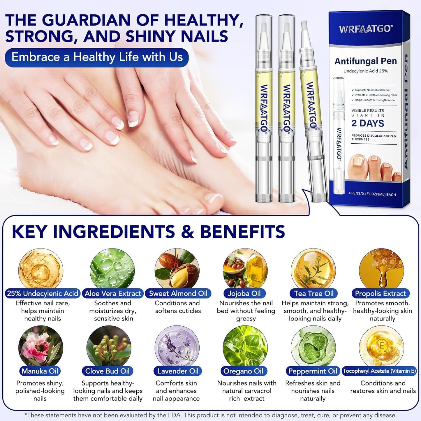 Nail Fungus Pen, 4-Pack Toenail Fungus Treatment Pen, Natural Plant Extracts Nail Repair Pen For Damaged, Broken & Thick Nails Toenails