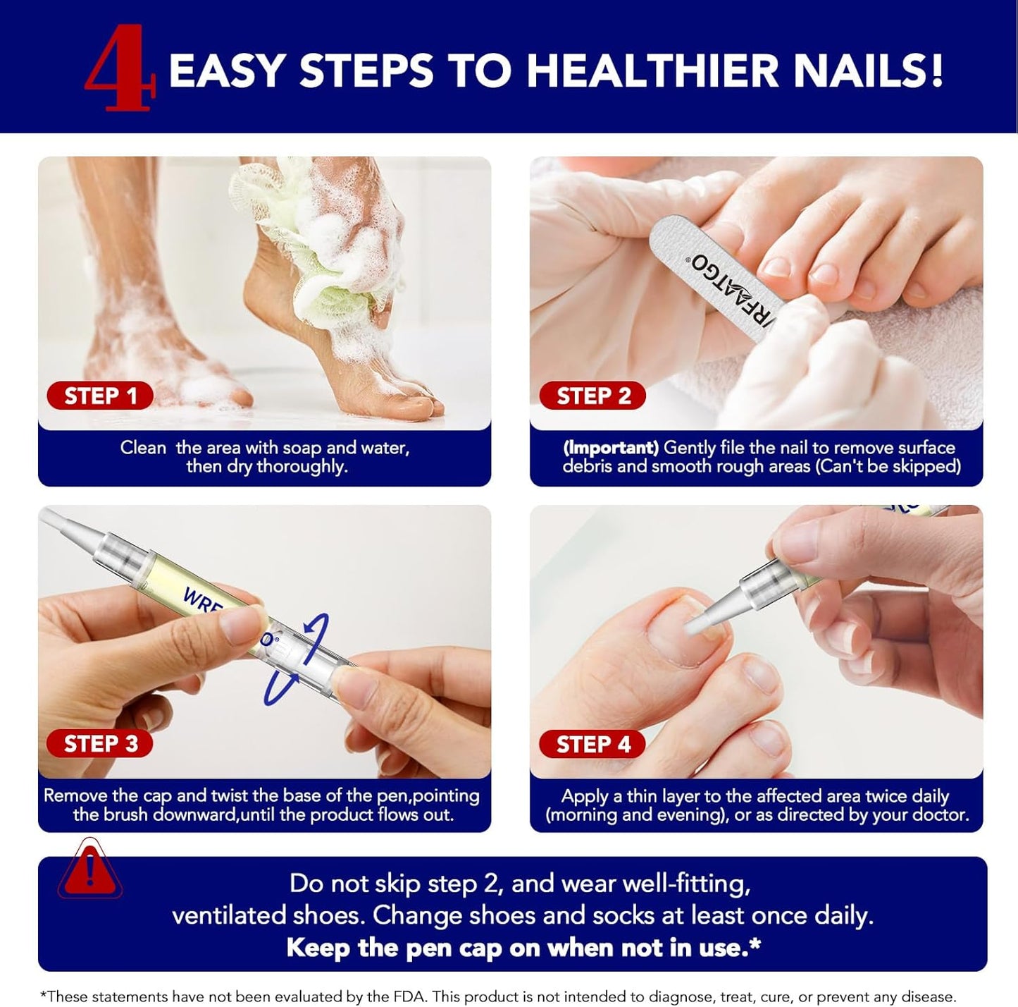 Nail Fungus Pen, 4-Pack Toenail Fungus Treatment Pen, Natural Plant Extracts Nail Repair Pen For Damaged, Broken & Thick Nails Toenails