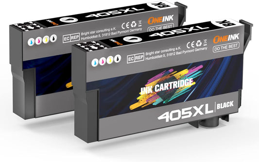 405XL Ink Cartridges Multipack Compatible with Epson 405 XL Black work for Workforce Pro WF-3820 WF-4820 WF-7310 WF-7830 WF-7835 WF-7840 WF-3825 WF-4825 WF-4830 Printer, 2-Pack