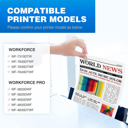 405XL Ink Cartridges Multipack Compatible with Epson 405 XL Black work for Workforce Pro WF-3820 WF-4820 WF-7310 WF-7830 WF-7835 WF-7840 WF-3825 WF-4825 WF-4830 Printer, 2-Pack