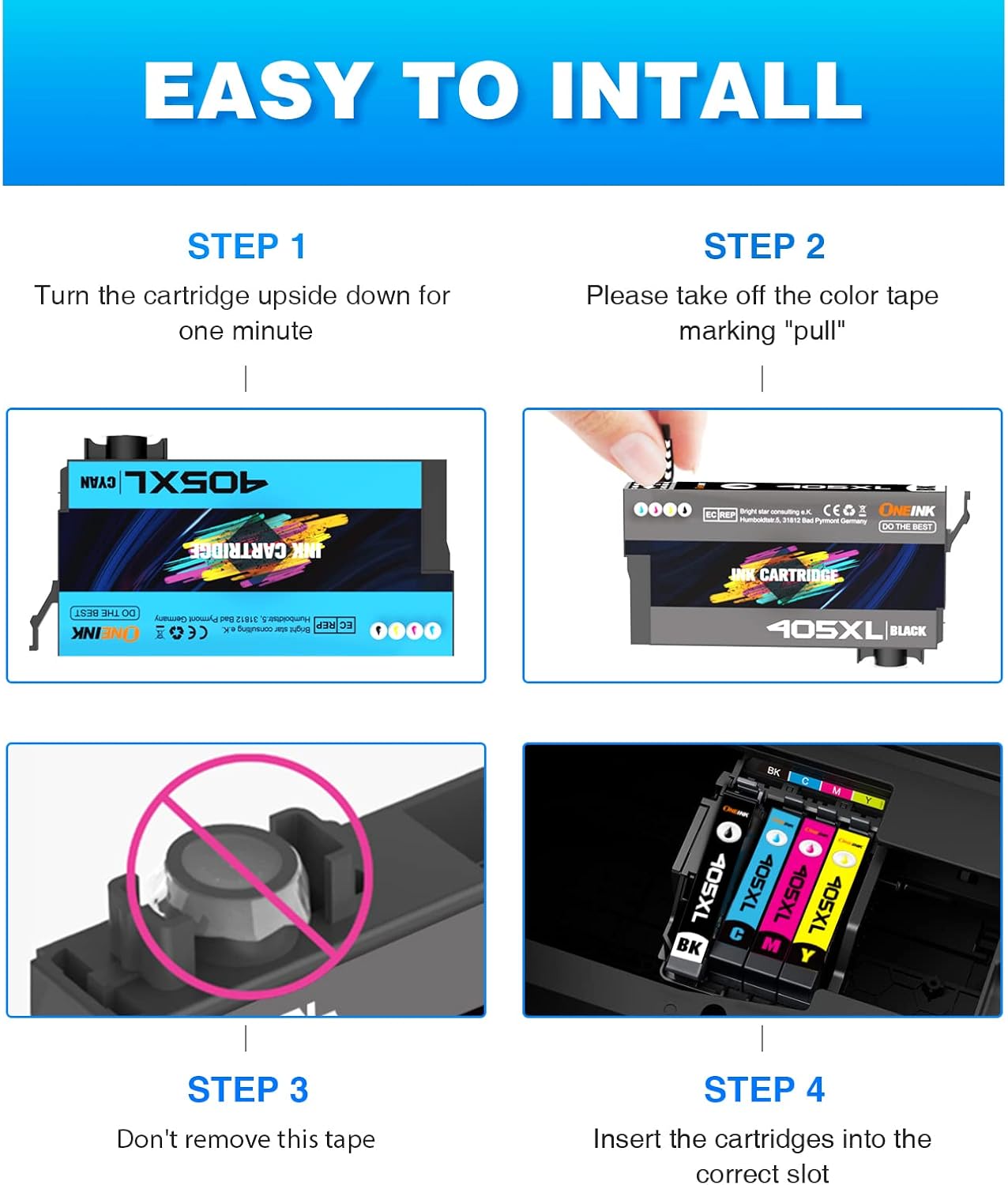 405XL Ink Cartridges Multipack Compatible with Epson 405 XL Black work for Workforce Pro WF-3820 WF-4820 WF-7310 WF-7830 WF-7835 WF-7840 WF-3825 WF-4825 WF-4830 Printer, 2-Pack