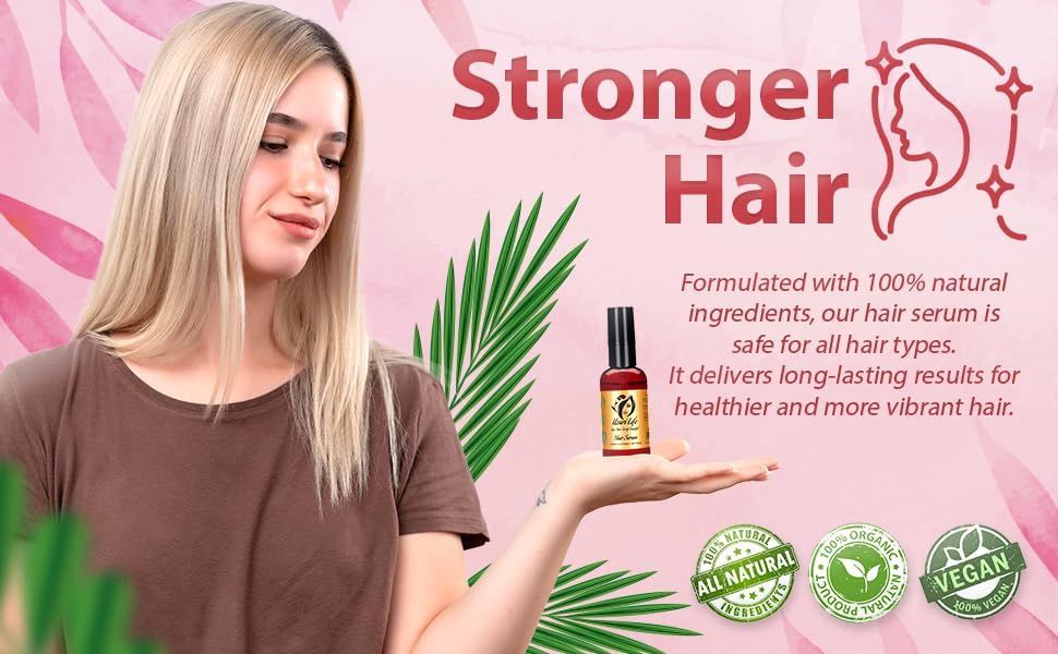 Organic Hair Serum Natural Anti Frizz Hair Treatment Serum Organic Hair Growth Oil Vegan friendly Made in UK for Men, Women and Kids 50ML