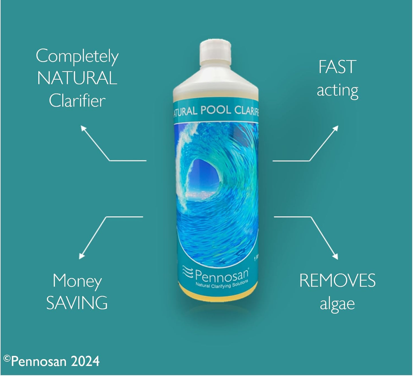 Natural Pool Clarifier 1L | The Natural Choice | Non-Chemical Pool Clarifier | For Crystal Clear, Clean Water