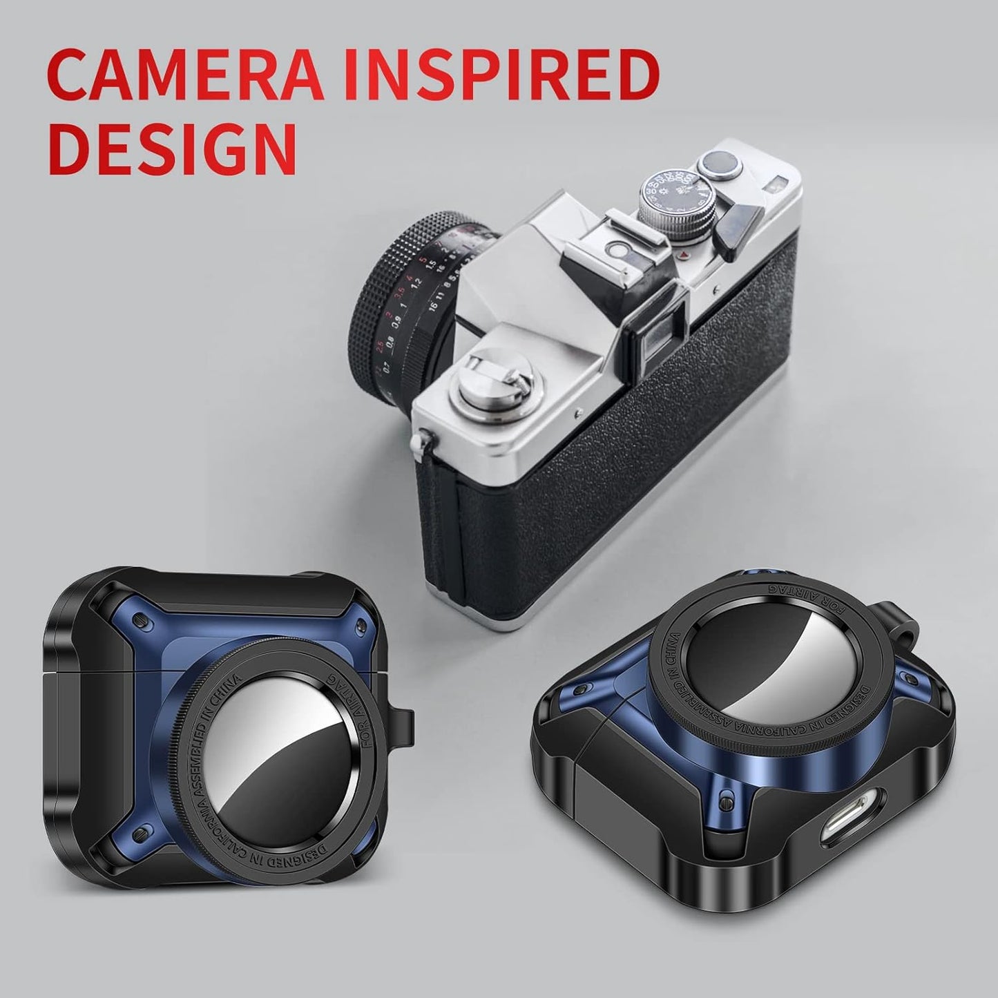 Coolden for AirPods 3rd Generation Case 2021 Camera Design Shockproof Military Hard AirPods 3 Case for Men Women Silicone Protective Case Cover Support Wireless Charging With Carabiner for AirPods