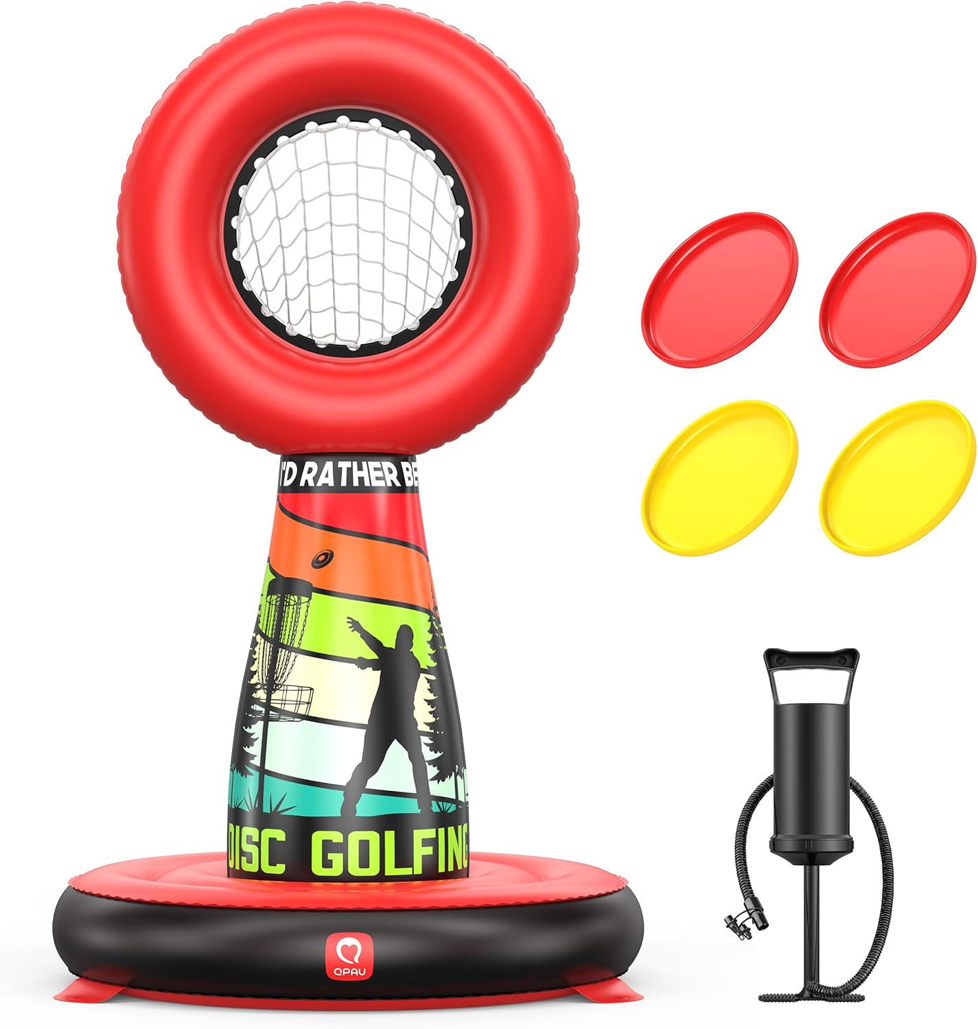 Inflatable Disc Golf Set for Kids & Family Fun, Complete Outdoor Yard Games Set With Target Basket, 4 Flying Discs & Pump, Ideal Teen Boy Gifts & Party Games - Backyard Games for Kids and Adults