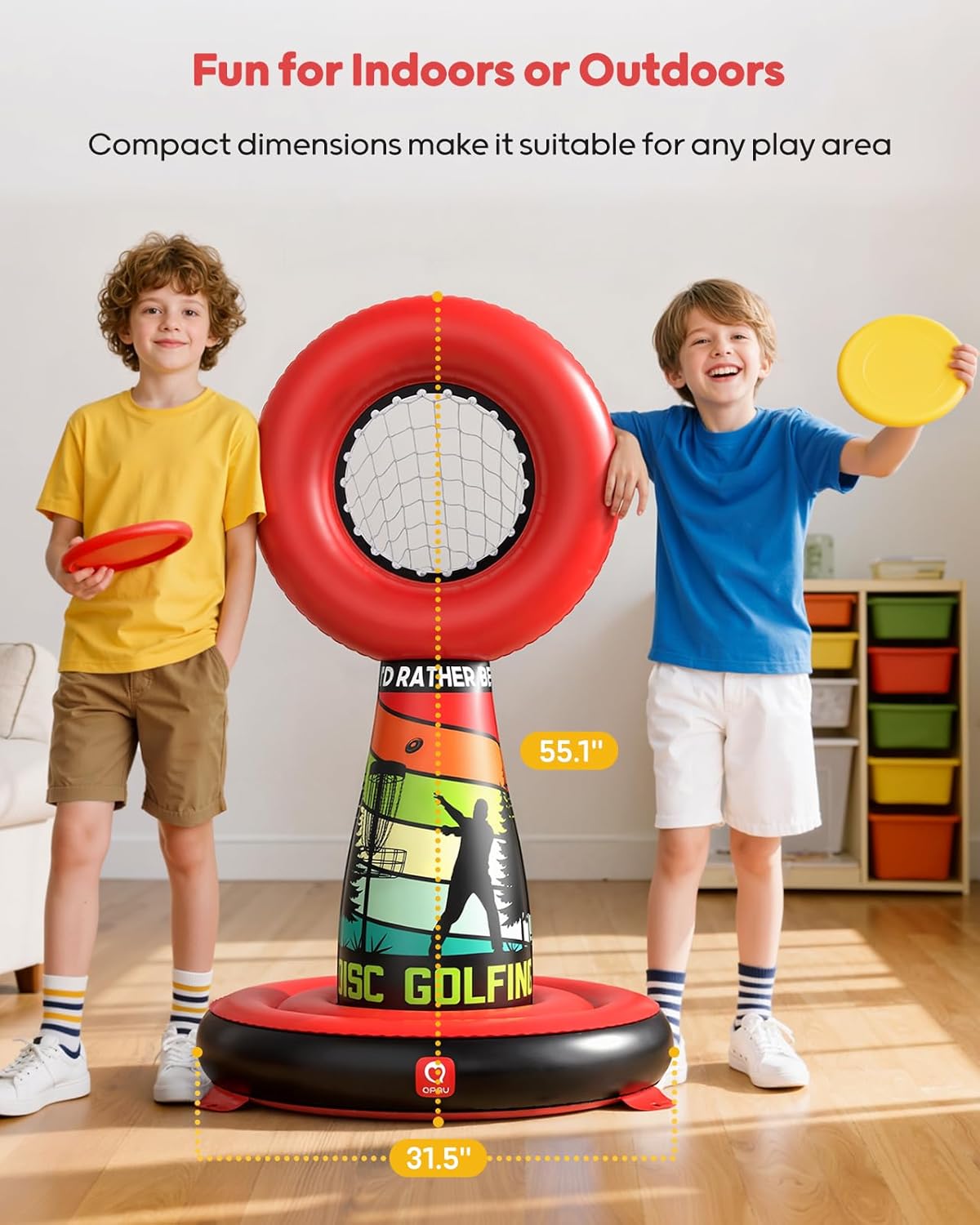 Inflatable Disc Golf Set for Kids & Family Fun, Complete Outdoor Yard Games Set With Target Basket, 4 Flying Discs & Pump, Ideal Teen Boy Gifts & Party Games - Backyard Games for Kids and Adults